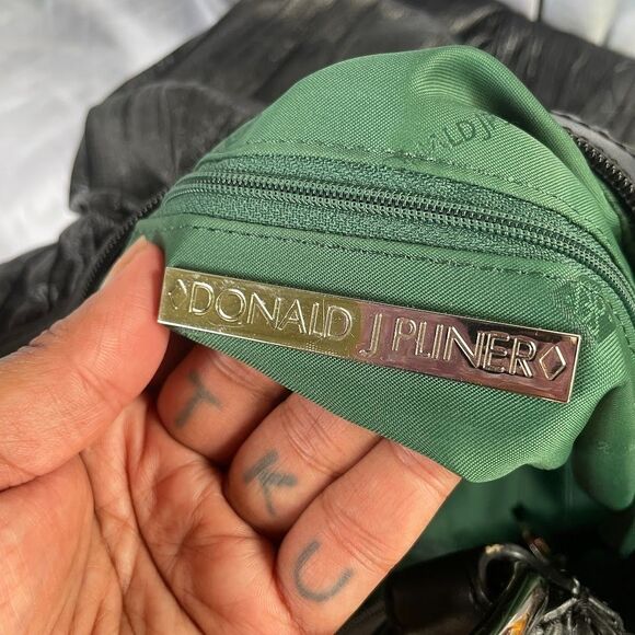 DONALD J PLINER Pleated Textured Black LEATHER HOBO Shoulder Bag - Picture 9 of 10